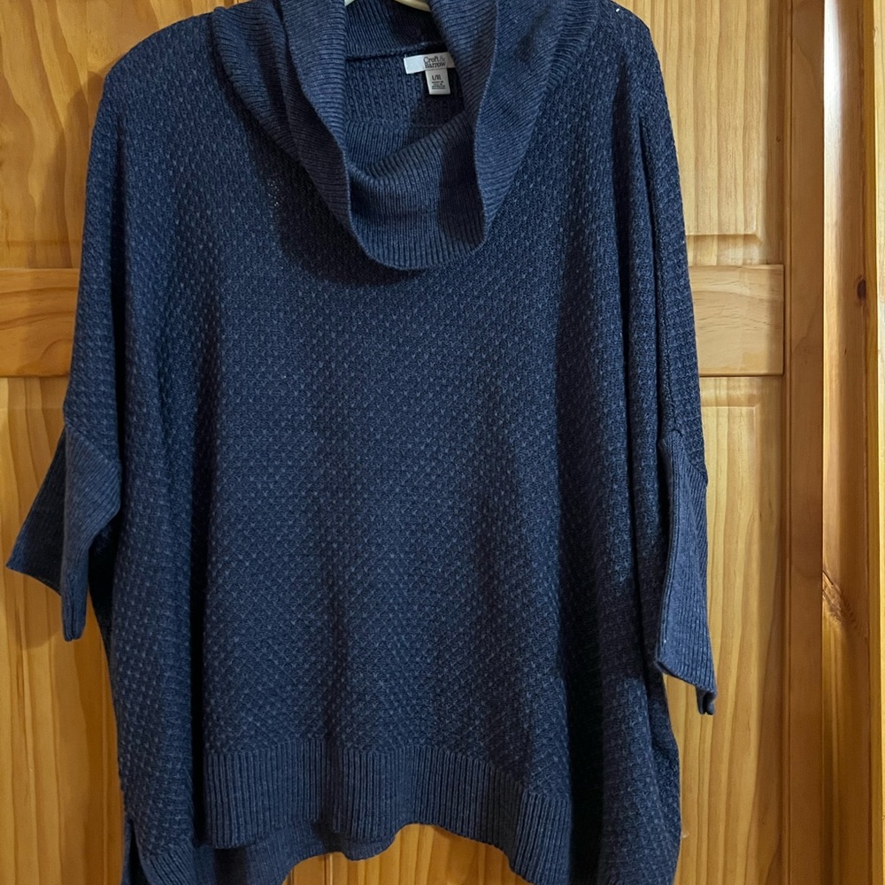 croft & barrow Navy Textured Cowl Neck Sweater